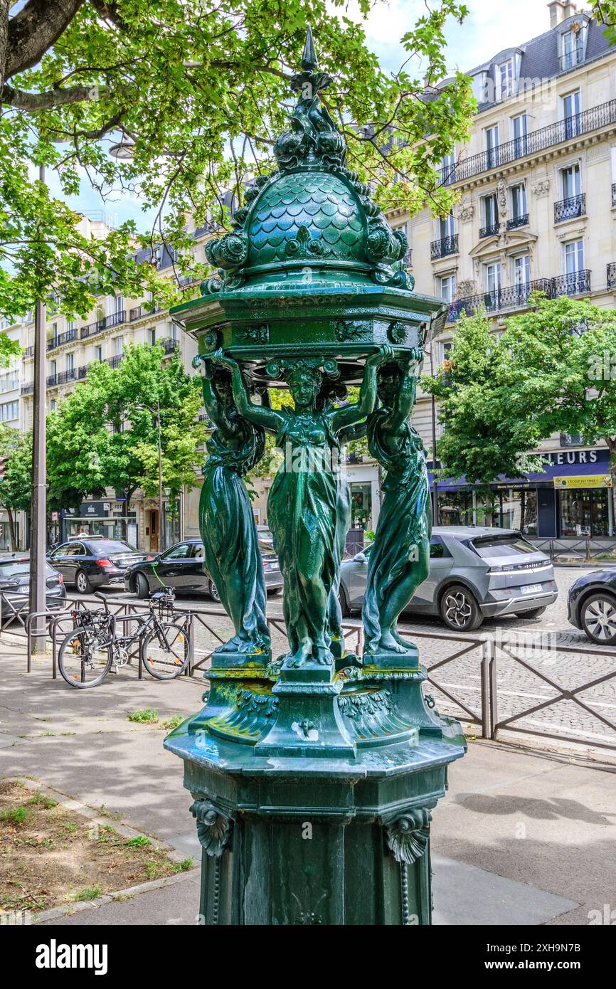 Wallace öffentlicher Trinkbrunnen - Paris, Frankreich. Stockfoto