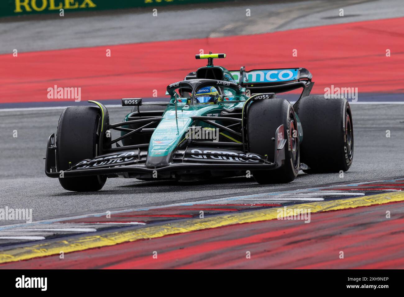 Spielberg, Österreich. Juni 30 2024. Formel 1 Quatar Airlines großer Preis von Österreich am Red Bull Ring, Österreich. Im Bild: Nr. 14 Fernando Alonso (SPA) des Aston Martin Aramco F1 Teams in Aston Martin AMR24 © Piotr Zajac/Alamy Live News Stockfoto