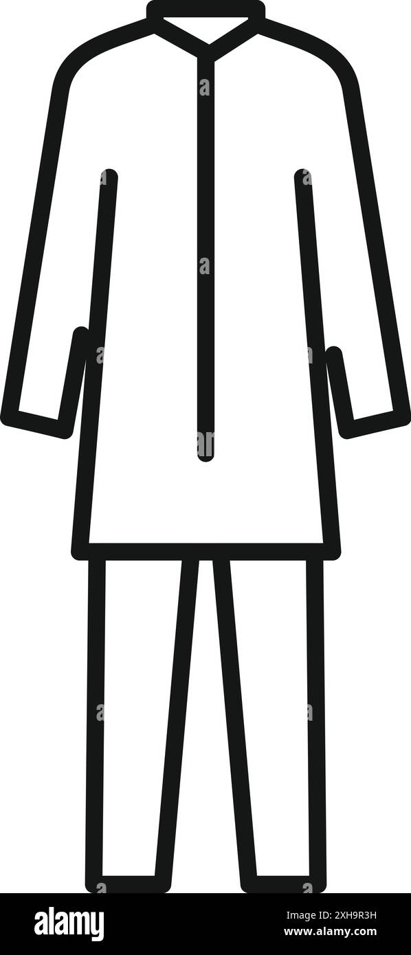 Minimalistische Linienkunst mit einem Mann, der einen Kurta-Pyjama-Anzug trägt und indische Kultur und Mode repräsentiert Stock Vektor