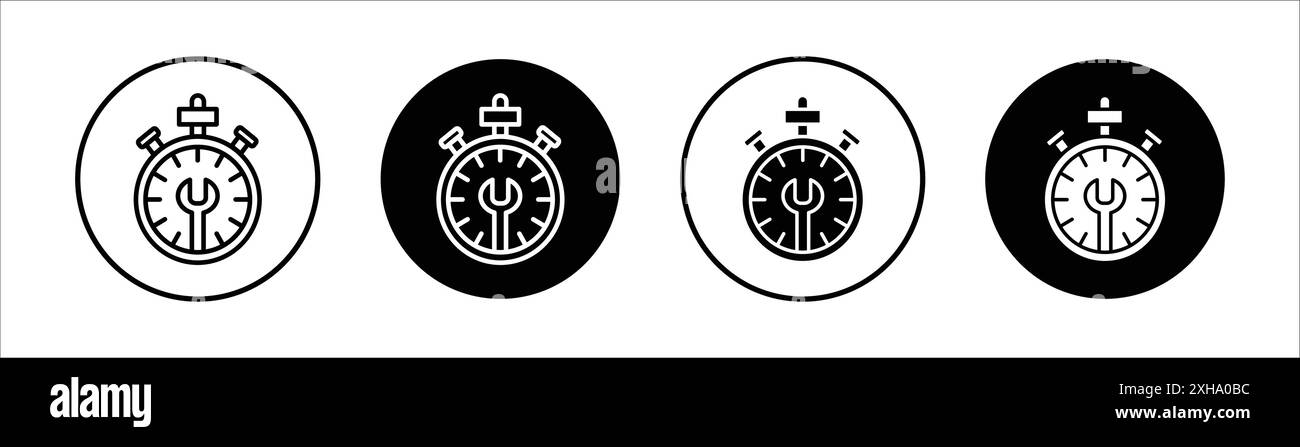 After Sales Support-Symbol Vektorsymbol oder Zeichensatz-Sammlung in Schwarzweiß-Umrandung Stock Vektor