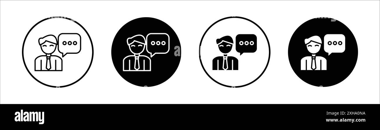 Consulting Icon Vektorsymbol oder Zeichensatz in Schwarzweiß-Umrandung Stock Vektor