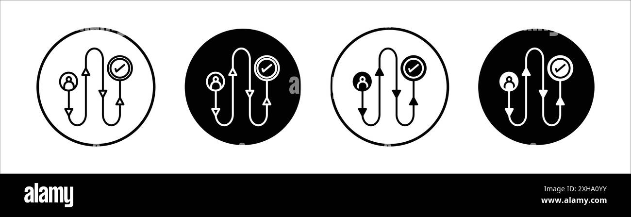 Symbol für Customer Journey Vektorsymbol oder Schildersatz in schwarz-weißer Umrandung Stock Vektor