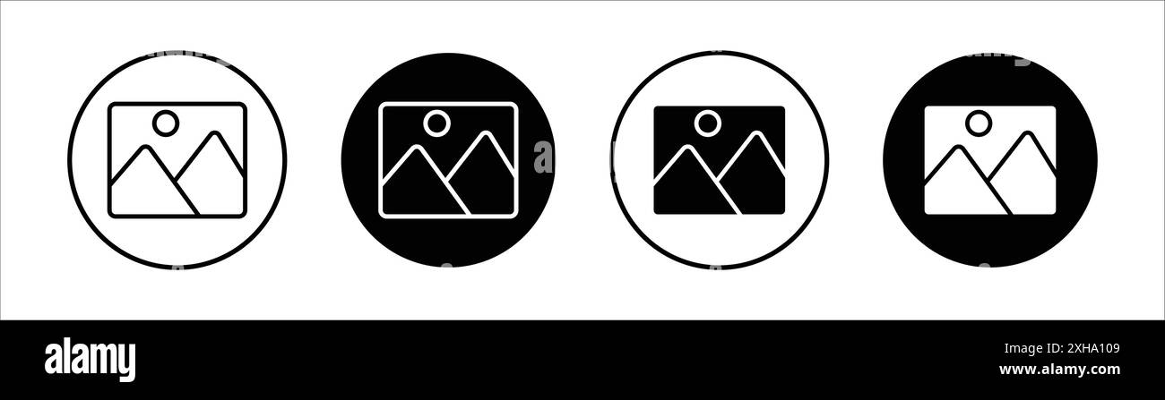 Standardbild-Symbol Vektorsymbol oder Zeichensatz-Sammlung in Schwarzweiß-Umrandung Stock Vektor