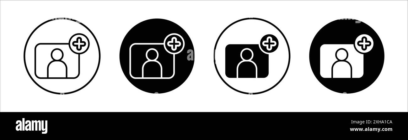 Follower-Symbol Vektorsymbol oder Zeichensatz-Sammlung in Schwarzweiß-Umrandung Stock Vektor