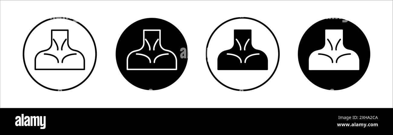 Human Neck Icon Vector Symbol oder Schild Set Kollektion in schwarz-weiß Umrisse Stock Vektor