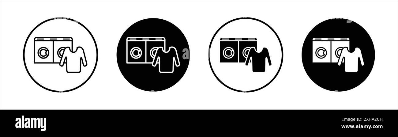 Symbol für Wäscheständer Vektorsymbol oder Schildersatz in schwarz-weißer Umrandung Stock Vektor