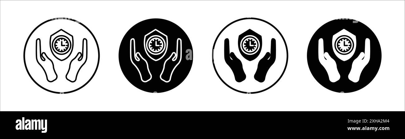 Symbol für Langzeitschutz Vektorsymbol oder Zeichensatz in schwarz-weiß-Umrandung Stock Vektor