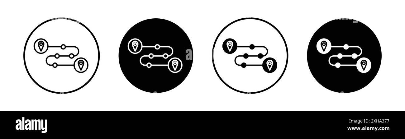 Roadmap-Symbol Vektorsymbole oder Schildersatz-Kollektion in Schwarzweiß-Umrandung Stock Vektor
