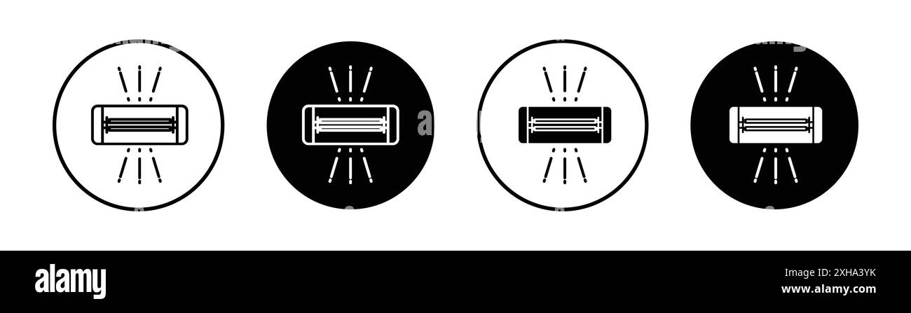 UV-Desinfektionslampe Symbol Vektorsymbol oder Schildersatz Sammlung in schwarz-weiß-Umrandung Stock Vektor