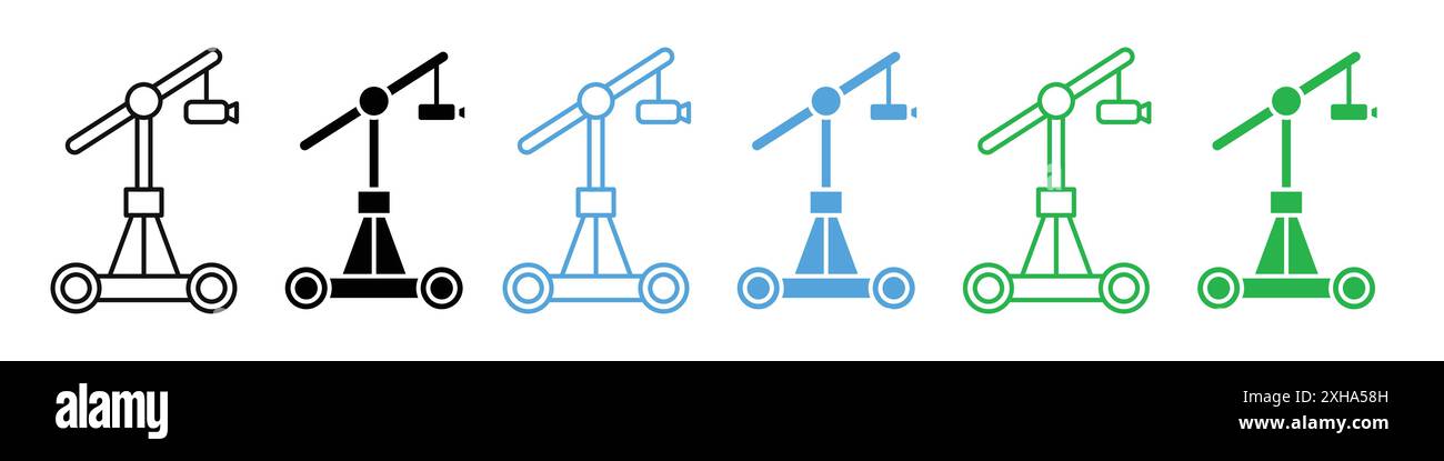 Kamerakran-Symbol Vektorsymbol oder Schildersatz-Sammlung in Schwarzweiß-Umrandung Stock Vektor