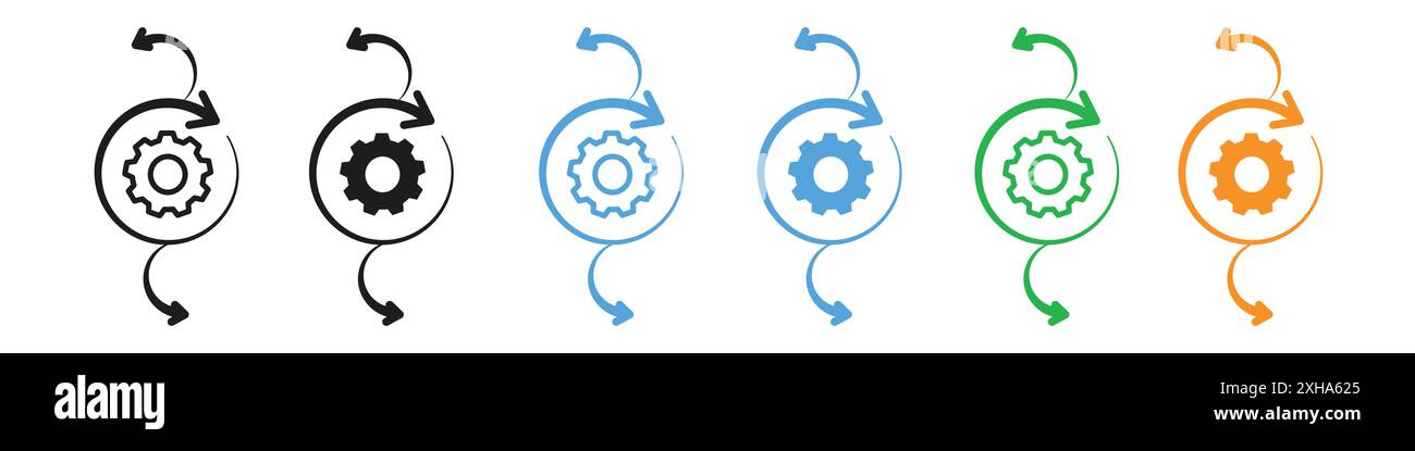 Flexibilitätssymbol Vektorsymbol oder Zeichensatz-Kollektion in Schwarzweiß-Umrandung Stock Vektor