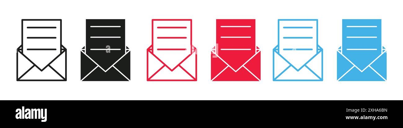 Einladungsschreiben für Ereignissymbol Vektorsymbol oder Zeichensatz-Sammlung in Schwarzweiß-Umrandung Stock Vektor