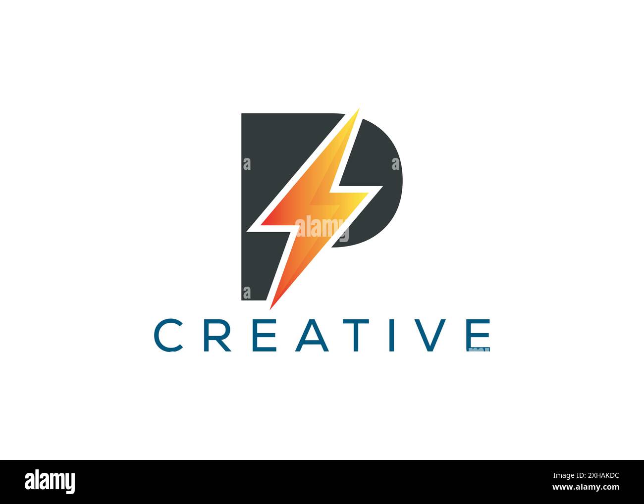 Minimales und professionelles P Thunder Logo-Design Stock Vektor