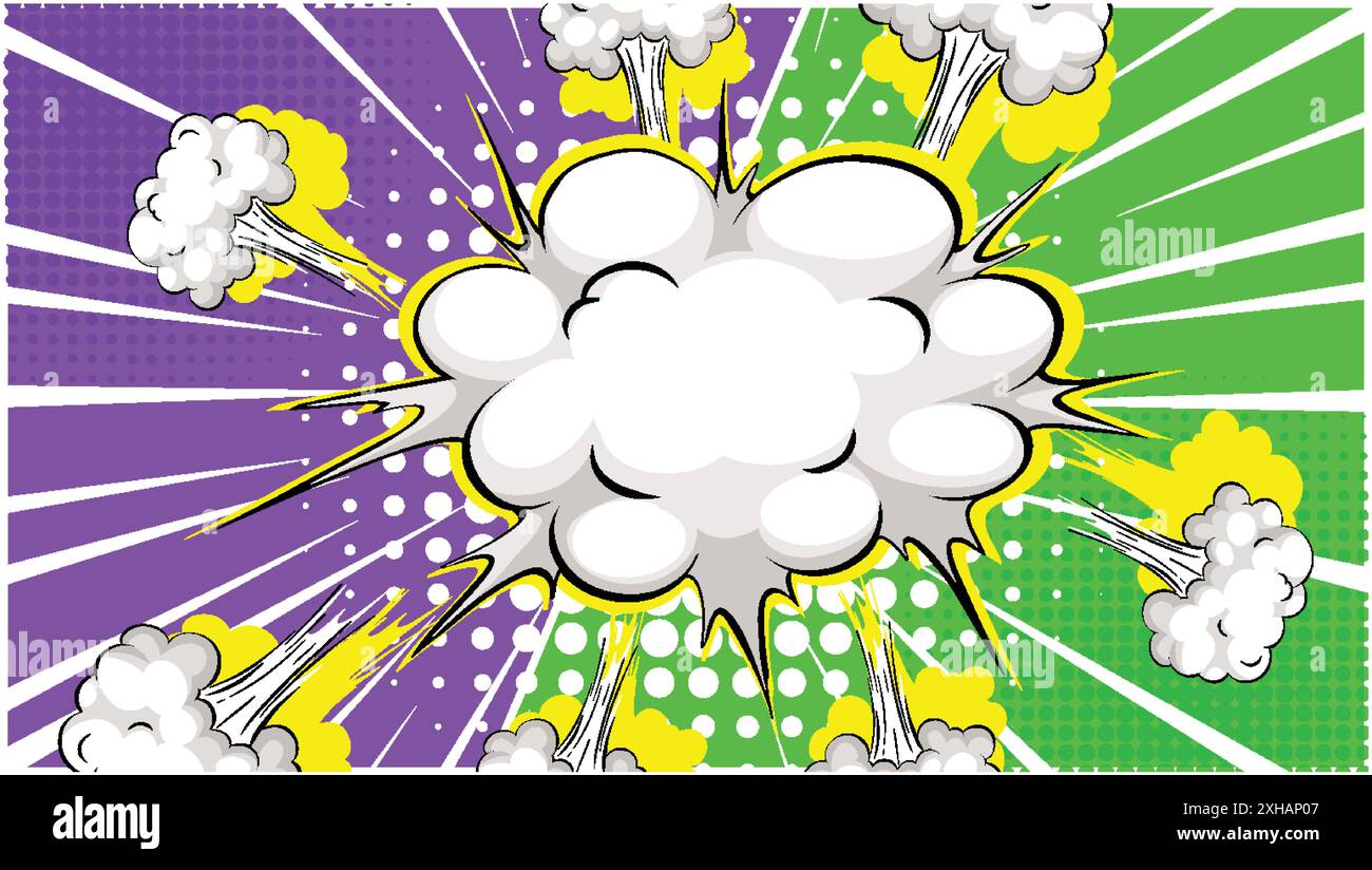 Farbenfrohe Explosion im Comic-Stil mit dynamischen Effekten Stock Vektor