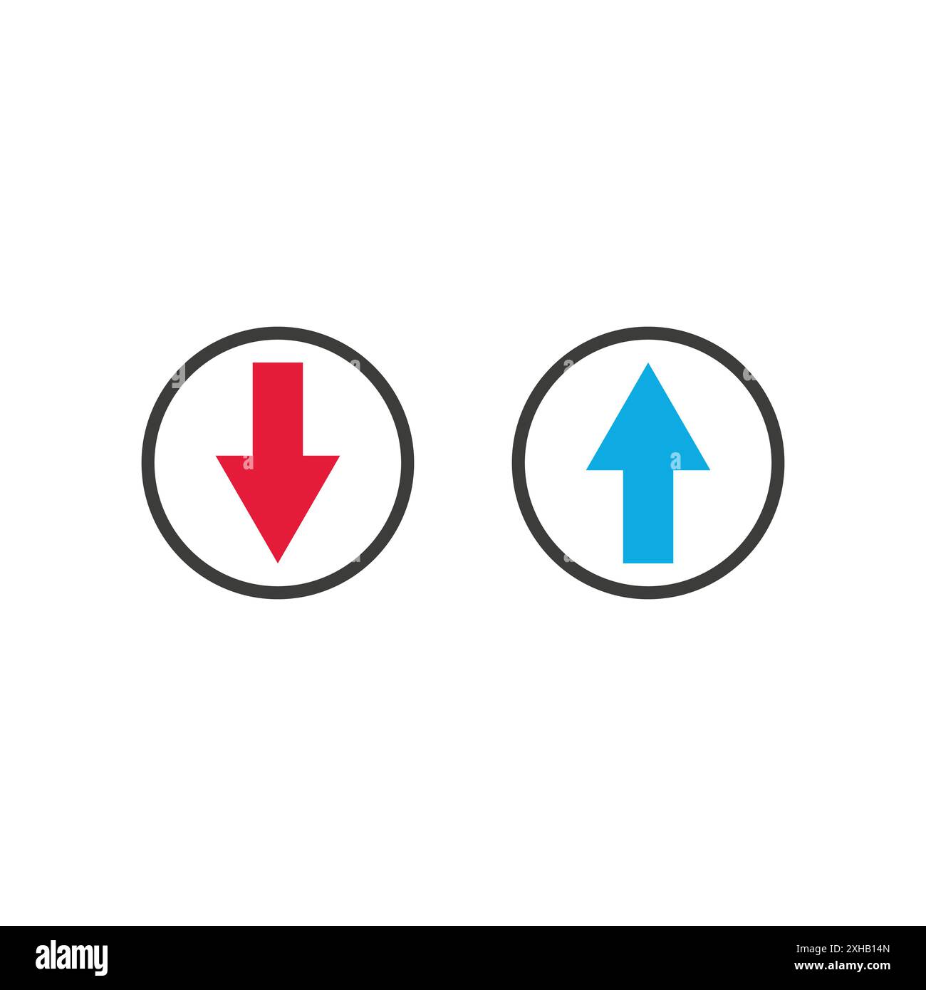 Nach-Oben-Unten-Pfeil-Symbol Nord-Süd-Zeiger-Punkt Anheben Elevator-Taste Download Hochladen Laden Laden Cursor Vorwärts Rückwärts Schwarzes Weißes Vektorzeichen Stock Vektor