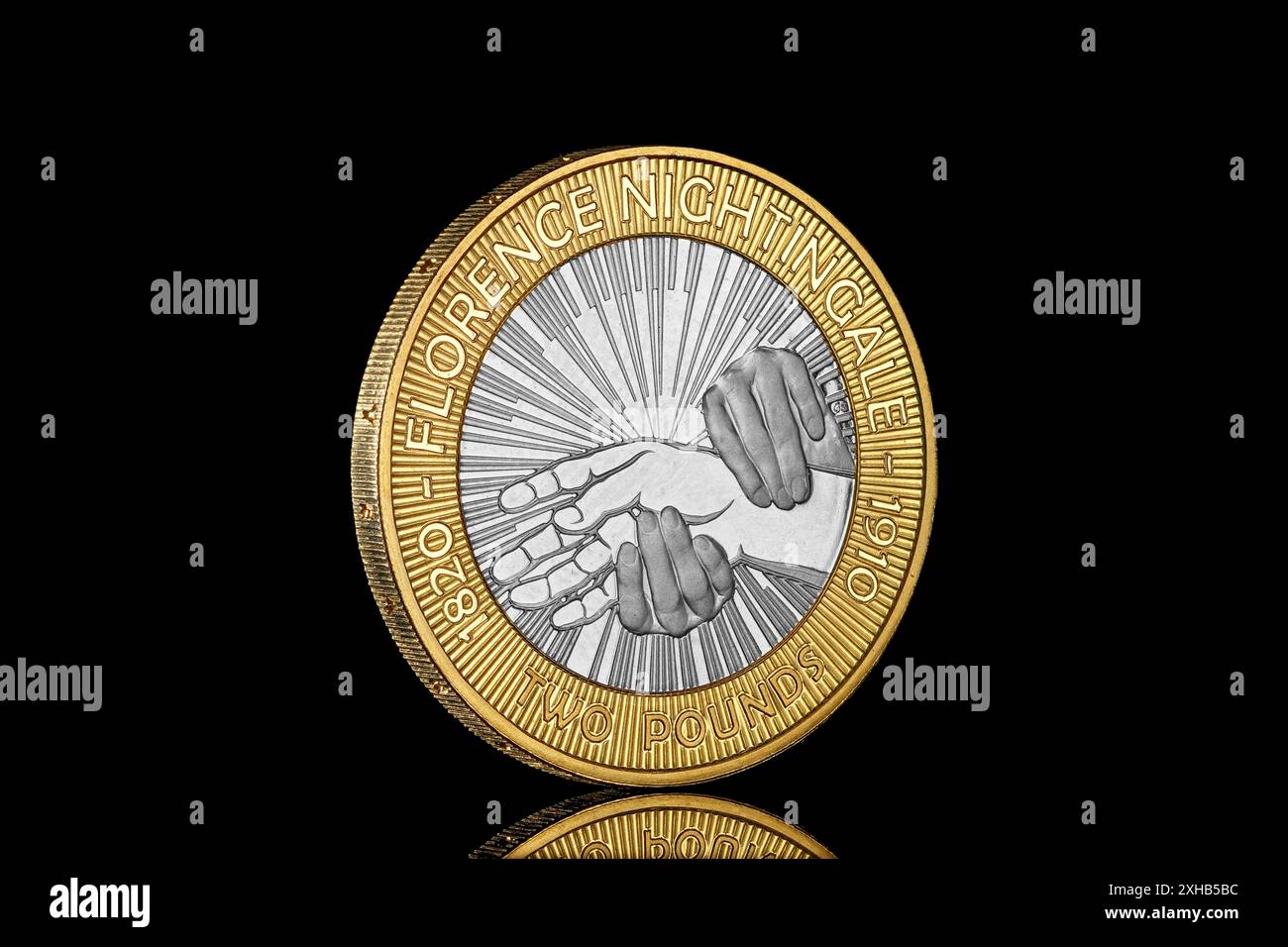 2010 £ 2 Münze zum Gedenken an den 100. Jahrestag seit dem Tod von Florence Nightingale Stockfoto