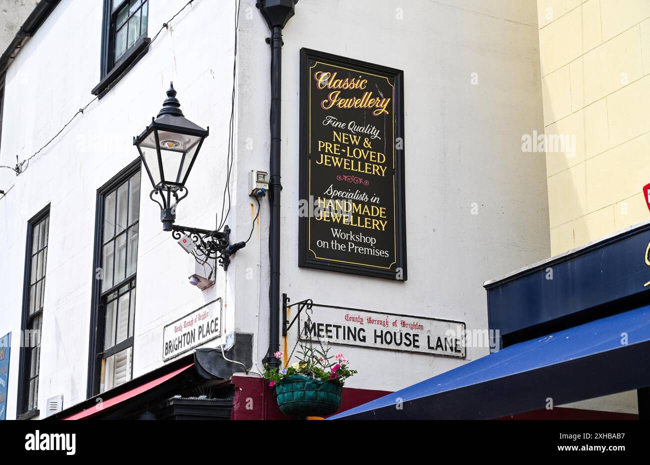 Meeting House Lane in den Lanes Brighton mit seinen berühmten Antiquitätengeschäften, England, Großbritannien Stockfoto