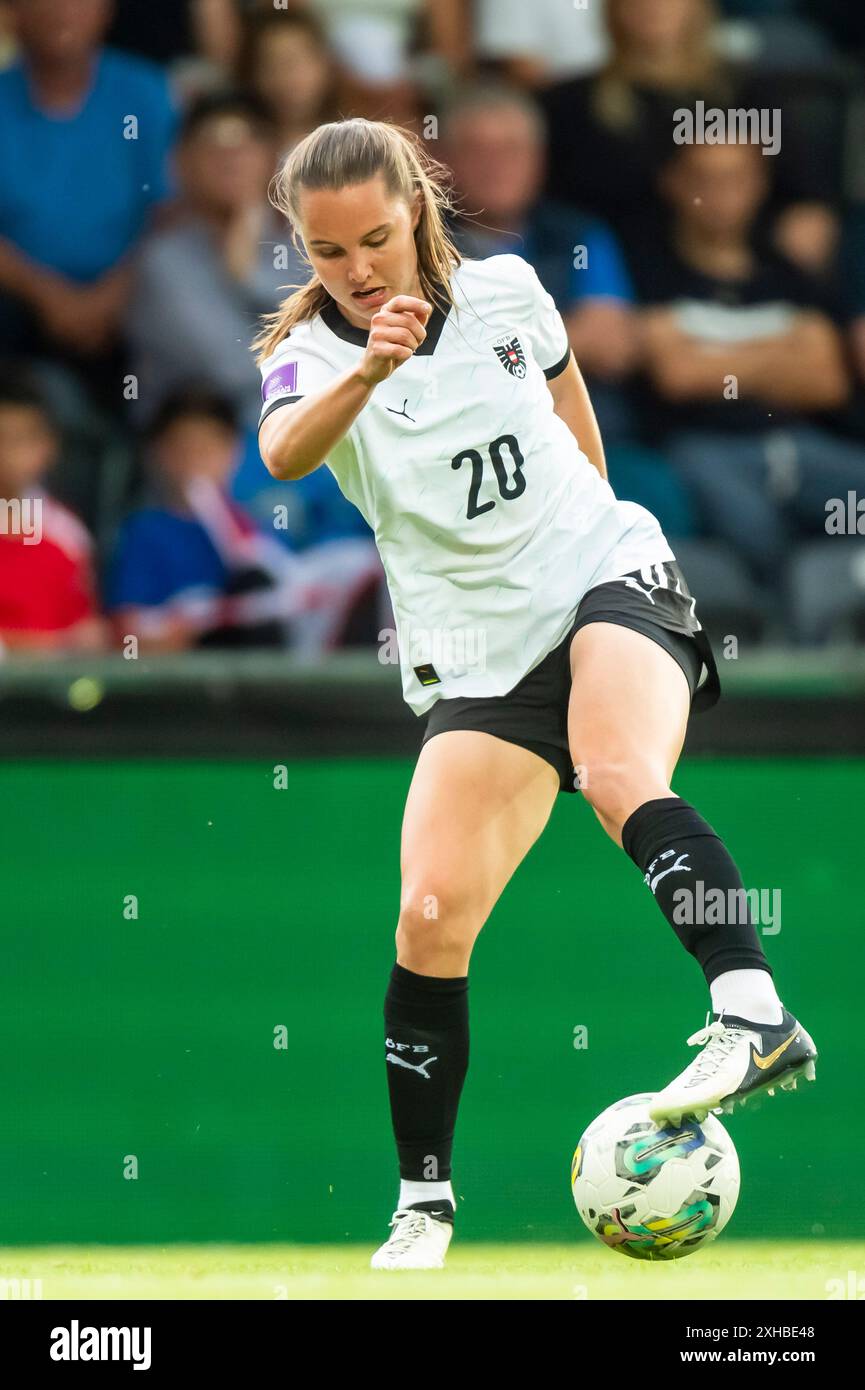 Lilli Purtscheller (20, Oesterreich) AUT, Oesterreich vs Polen, Frauen, Fussball, EM-Quali 2025, Spiel 5, 12.07.2024, Foto: Eibner-Pressefoto/Florian Wolf Stockfoto