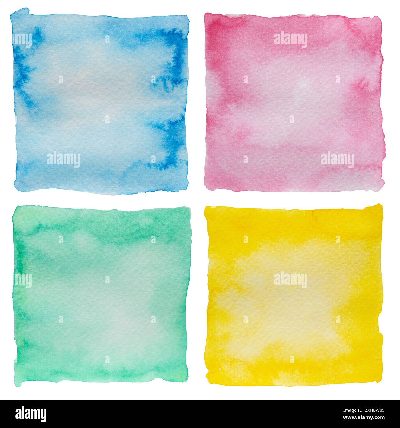 Quadratische Aquarellmalerei auf weißem Hintergrund mit Beschneidungspfad Stockfoto