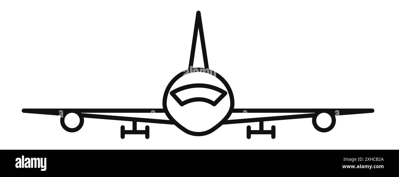 Flugzeugsymbol Vektorsymbol oder Zeichensatz Kollektion in Schwarz-weiß-Umrandung Stock Vektor