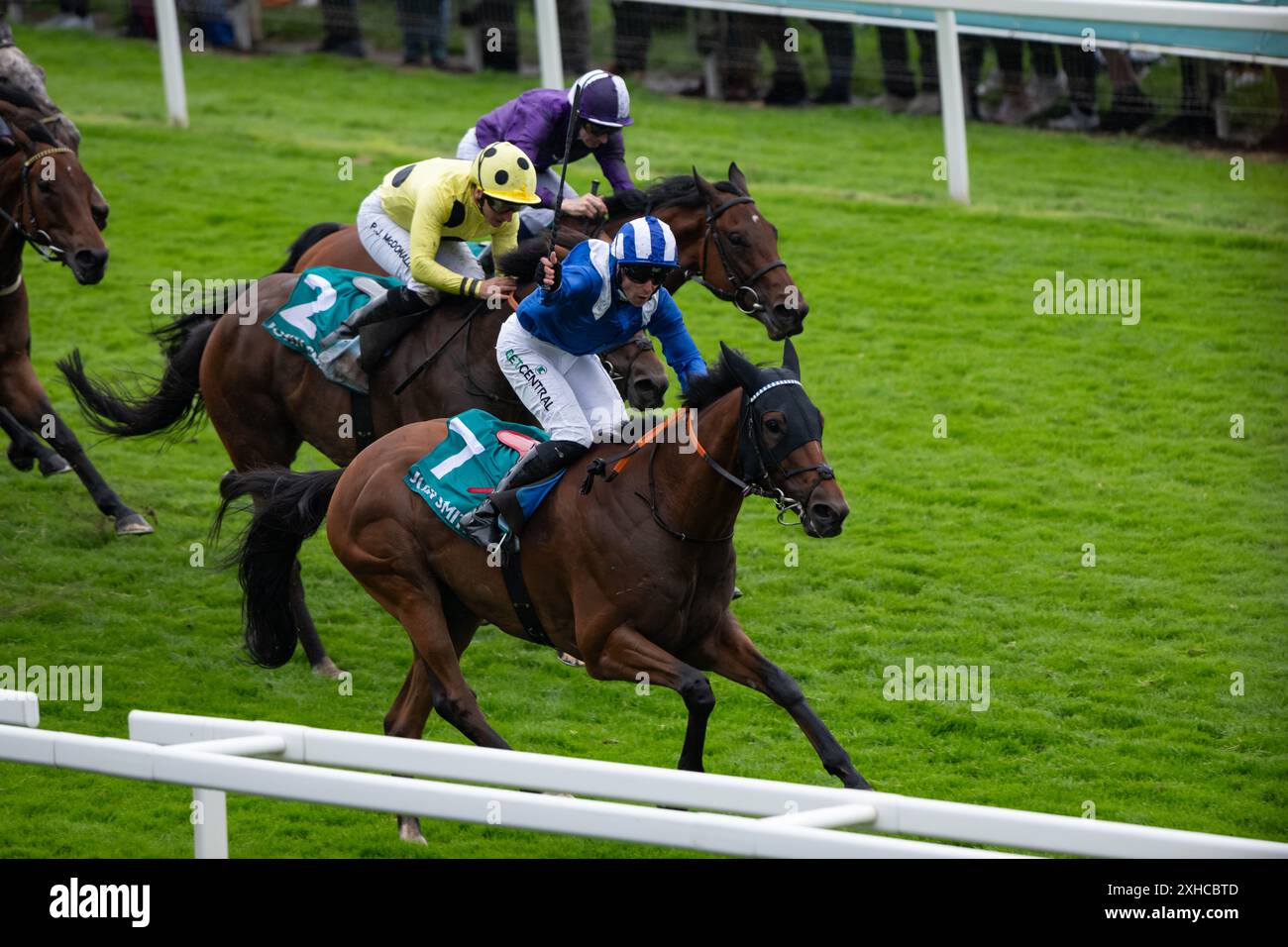 York. Vereinigtes Königreich. Samstag, 13. Juli 2024. Enfjaar gewinnt den 65. John Smith’s Cup unter Jockey Jack Mitchell für Trainer Roger Varian und Besitzer Shadwell Stud Estate Limited. Credit JTW equine Images / Alamy Live News Stockfoto