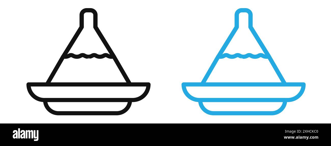 Tajine-Symbol Vektorsymbol oder Zeichensatz-Sammlung in schwarz-weiß-Umrandung Stock Vektor