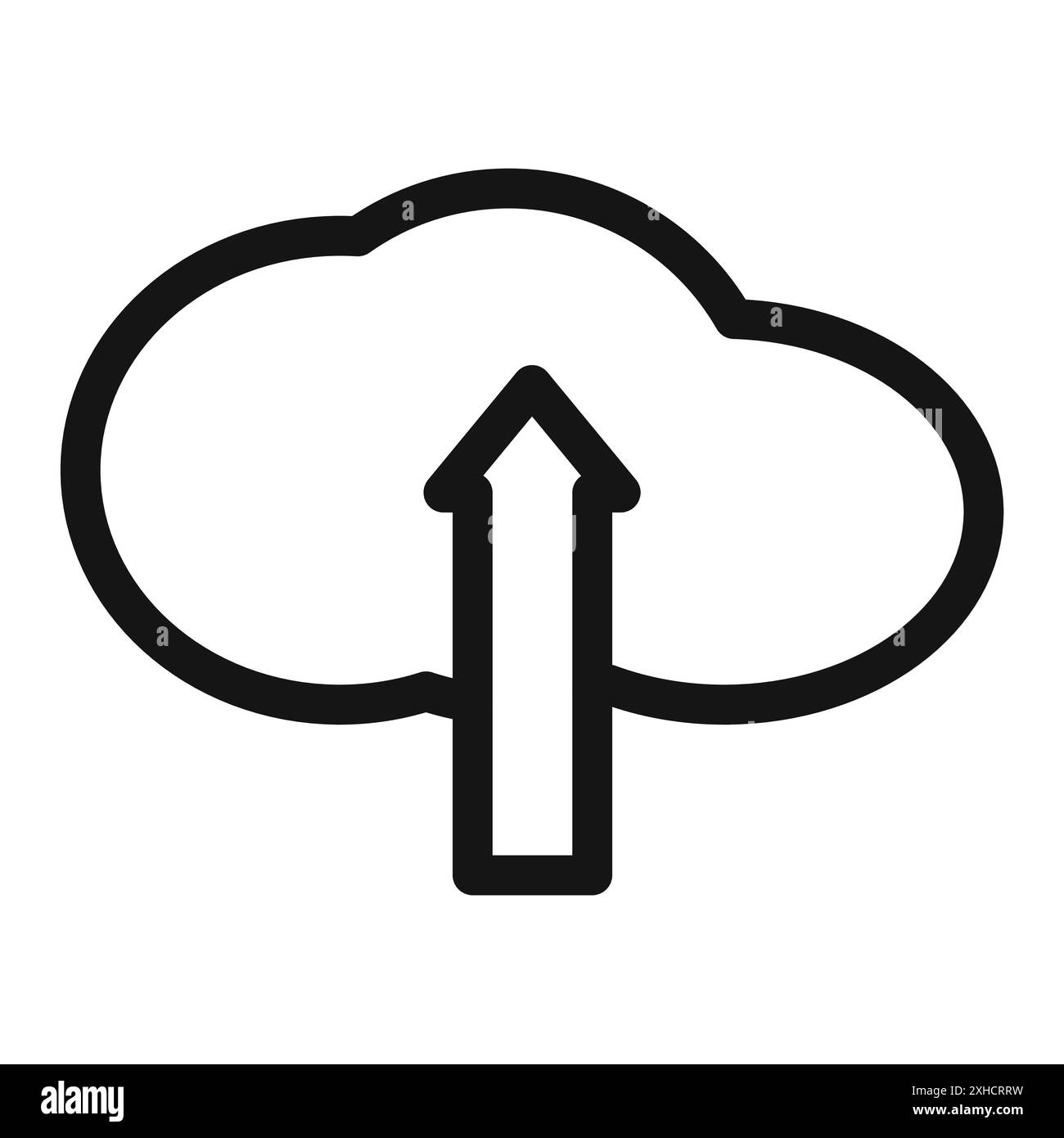 Cloud-Upload-Symbol Logo-Vektorkontur in Schwarzweiß Stock Vektor
