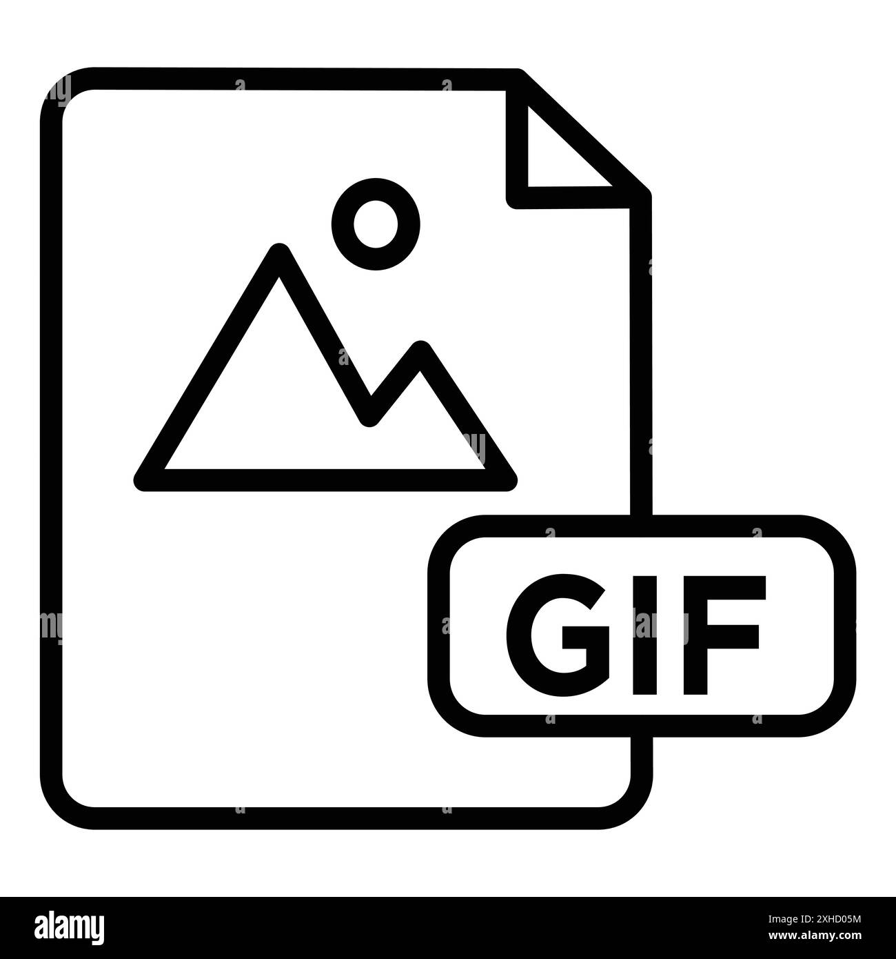 GIF-Symbol Vektorsymbol oder Zeichensatz-Sammlung in Schwarzweiß-Umrandung Stock Vektor