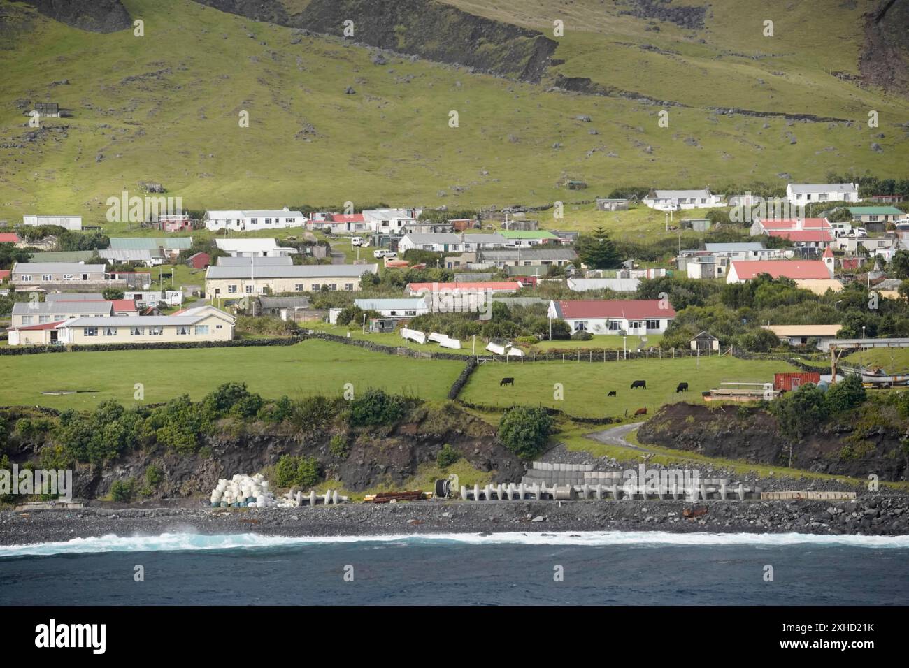 Edinburgh of the Seven Seas ist die einzige Siedlung der Insel Tristand da Cunha, einem Teil des britischen Overseas Territory St. Helena, Ascension Stockfoto