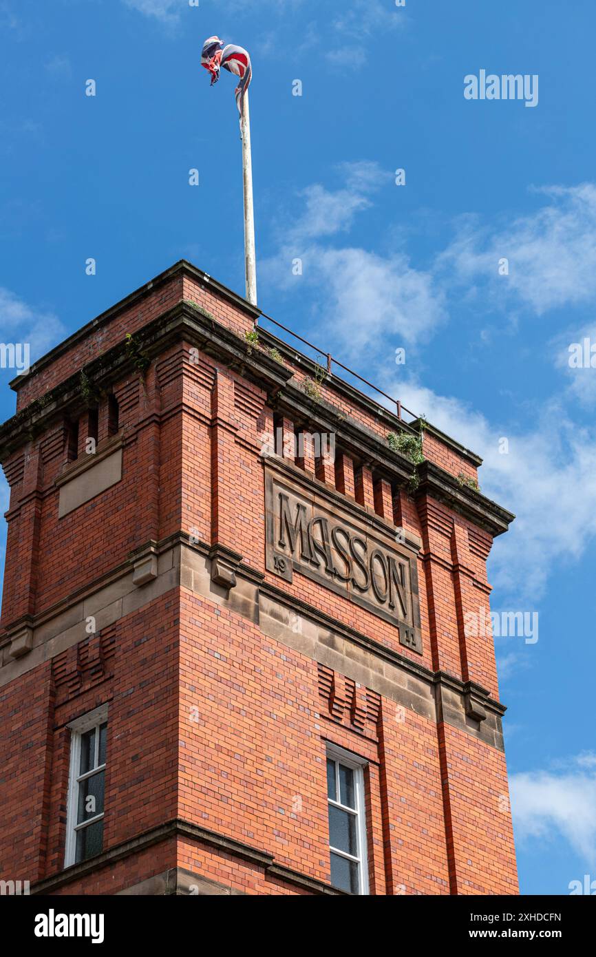 Masson Mill, Derwent Valley Mills, ein Weltkulturerbe. , River Derwent, Matlock Bath, Derbyshire, England, UK Stockfoto