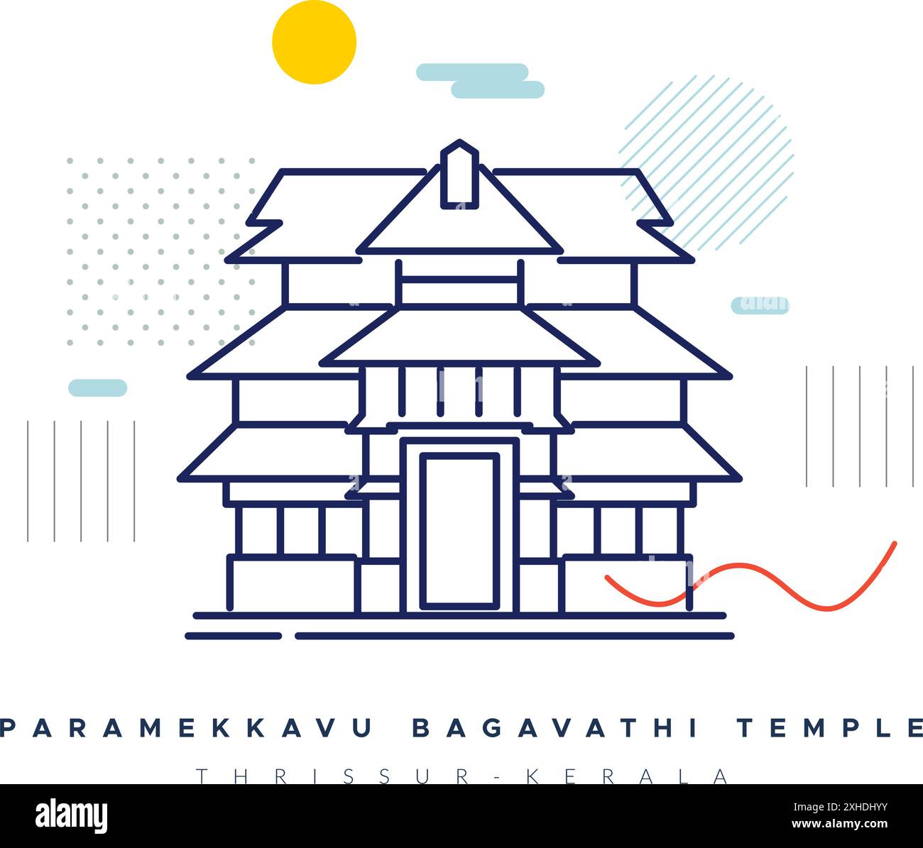 Paramekkavu Bagavathi Tempel - Thrissur - Stockillustration als EPS 10 Datei Stock Vektor