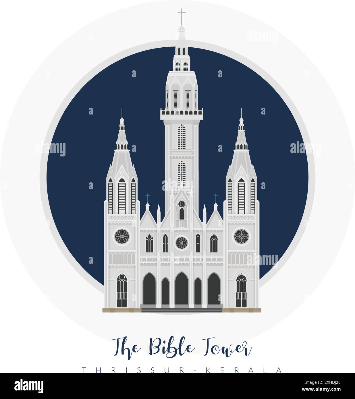 Der Bibelturm - höchster Kirchturm - Thrissur - Stockbild als EPS 10 Datei Stock Vektor