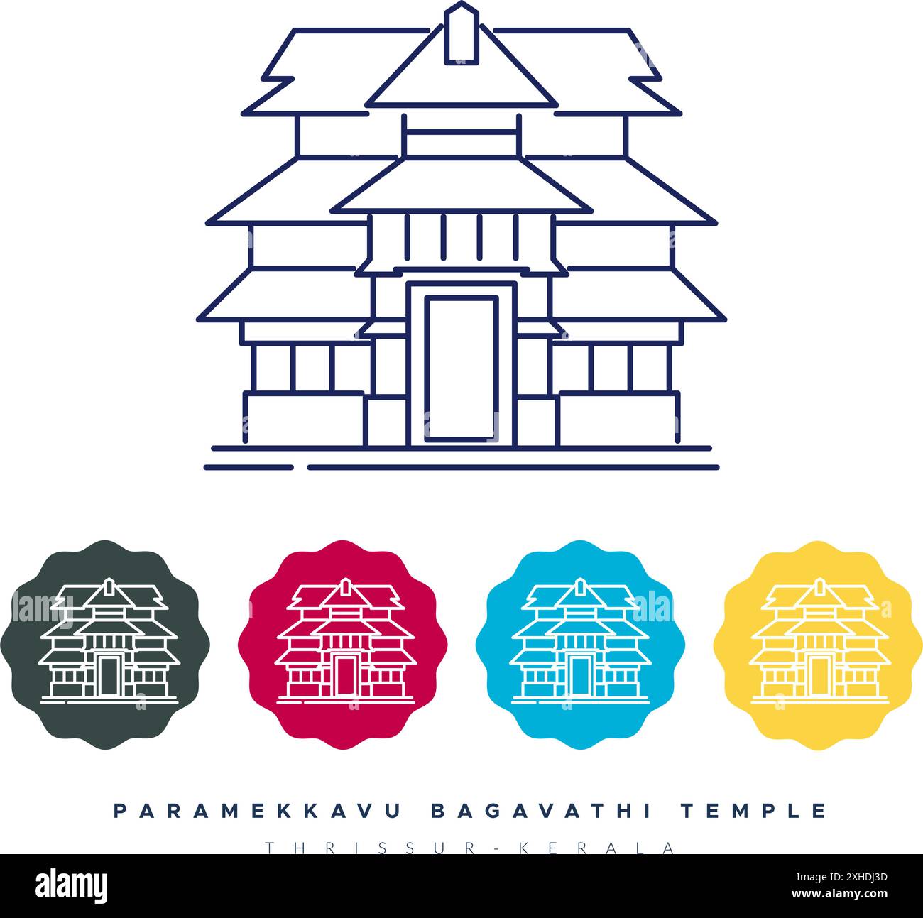 Paramekkavu Bagavathi Tempel - Thrissur - Stockillustration als EPS 10 Datei Stock Vektor