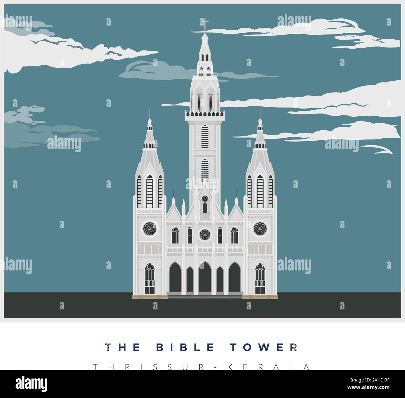 Der Bibelturm - höchster Kirchturm - Thrissur - Stockbild als EPS 10 Datei Stock Vektor