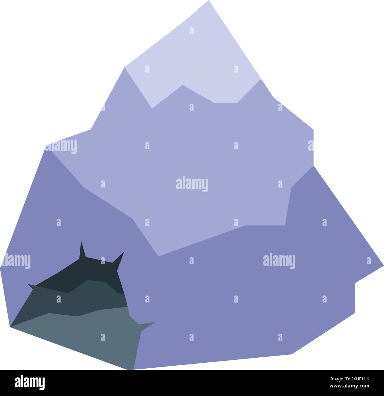 Abbildung eines großen Eisbergs, der mit einem Eingang zu einer Eishöhle schwimmt Stock Vektor