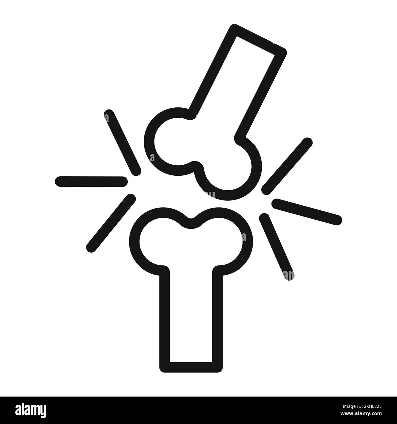 Arthritis Kniegelenkschmerzen Symbol Vektor-Symbol oder Zeichen Set Sammlung in schwarz-weiß Umriss Stock Vektor