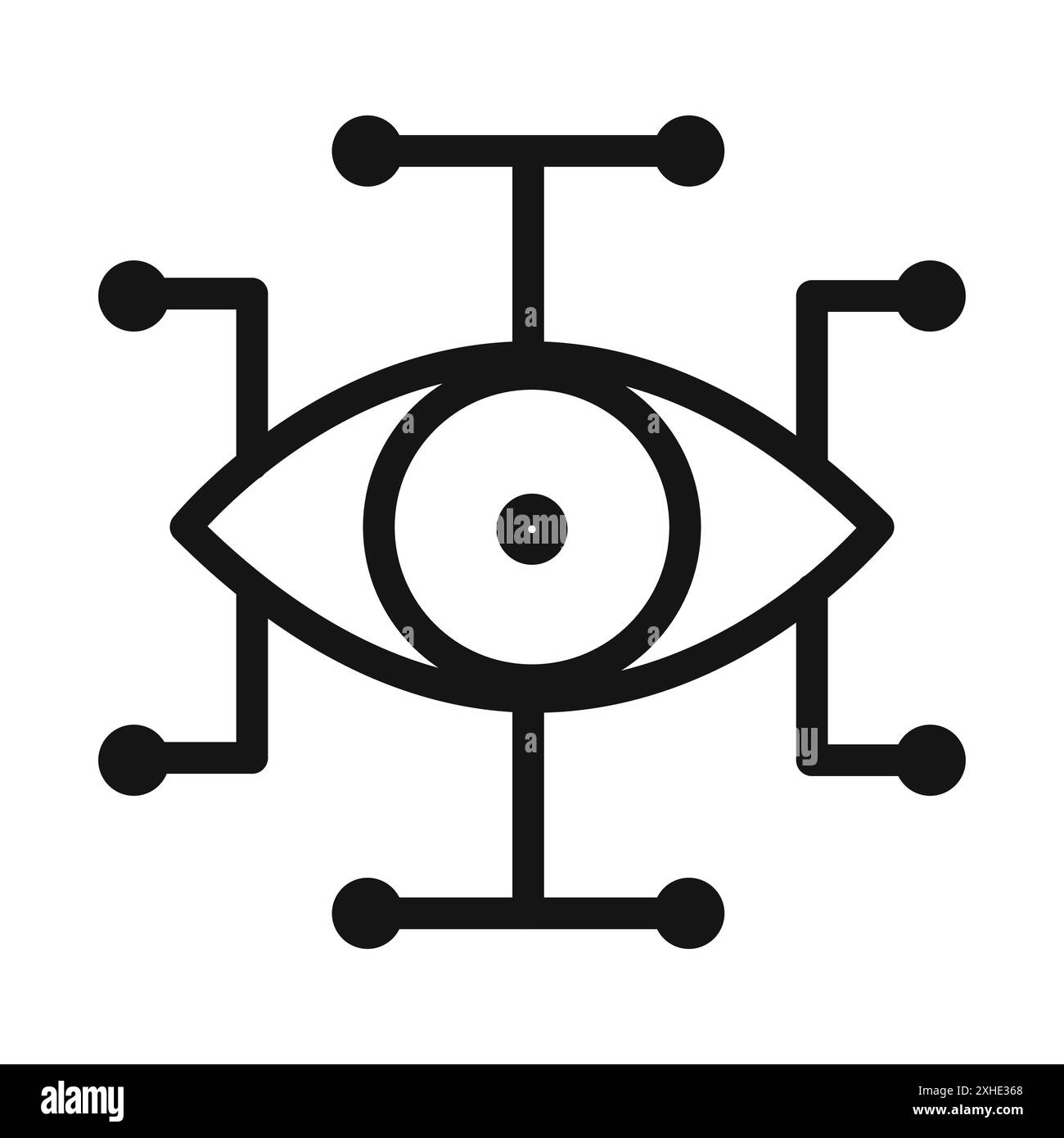 Bionic Eye Icon Vector Symbol oder Zeichensatz Kollektion in schwarz-weiß-Umrandung Stock Vektor