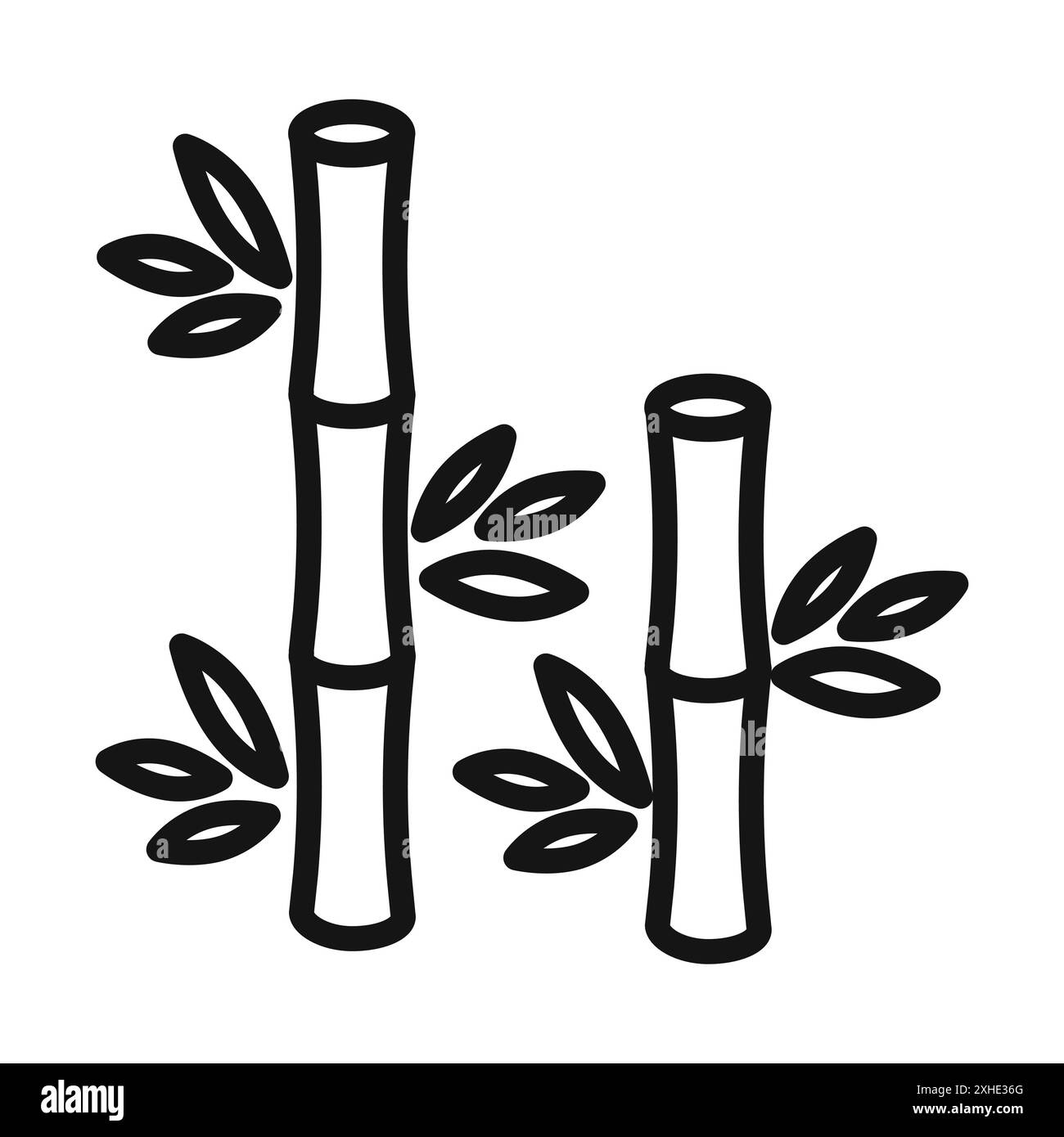 Bambus-Symbol Vektorsymbol oder Zeichensatzsammlung in schwarz-weiß-Umrandung Stock Vektor
