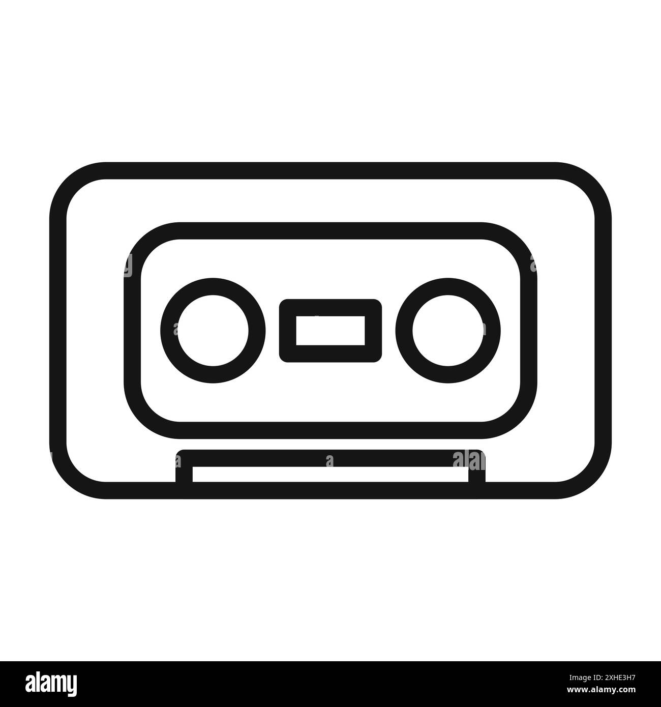 Kassettenband-Symbol Vektorsymbol oder Zeichensatz-Sammlung in Schwarzweiß-Umrandung Stock Vektor