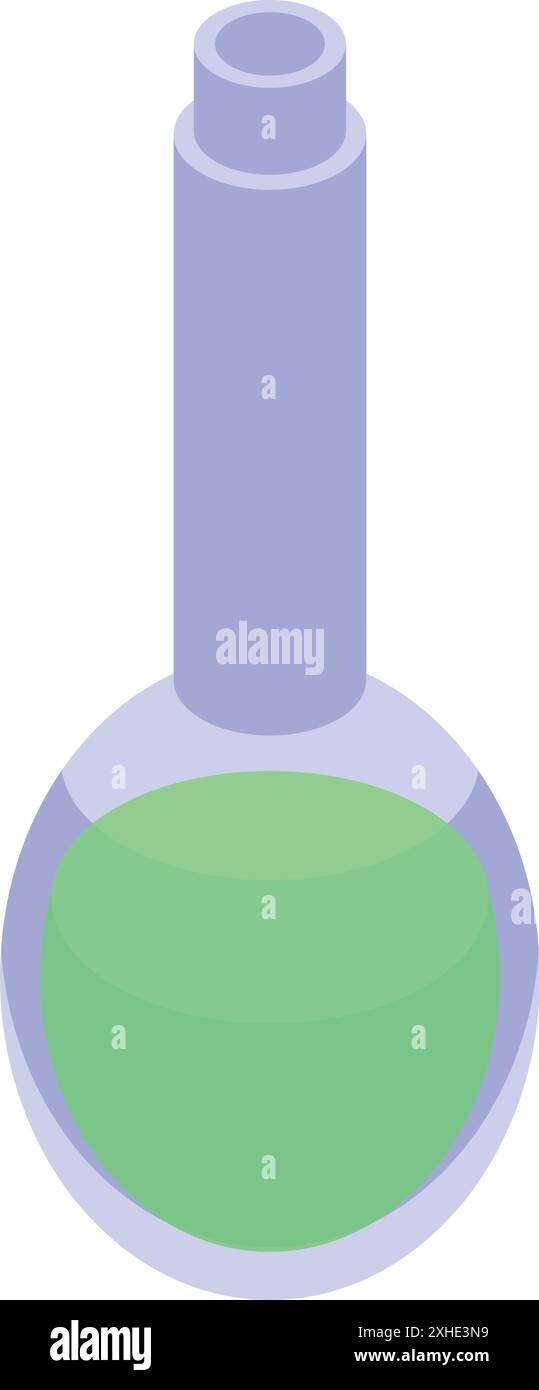 Der Rundkolben enthält eine grüne chemische Lösung, die wahrscheinlich für ein wissenschaftliches Experiment oder eine Analyse geeignet ist Stock Vektor
