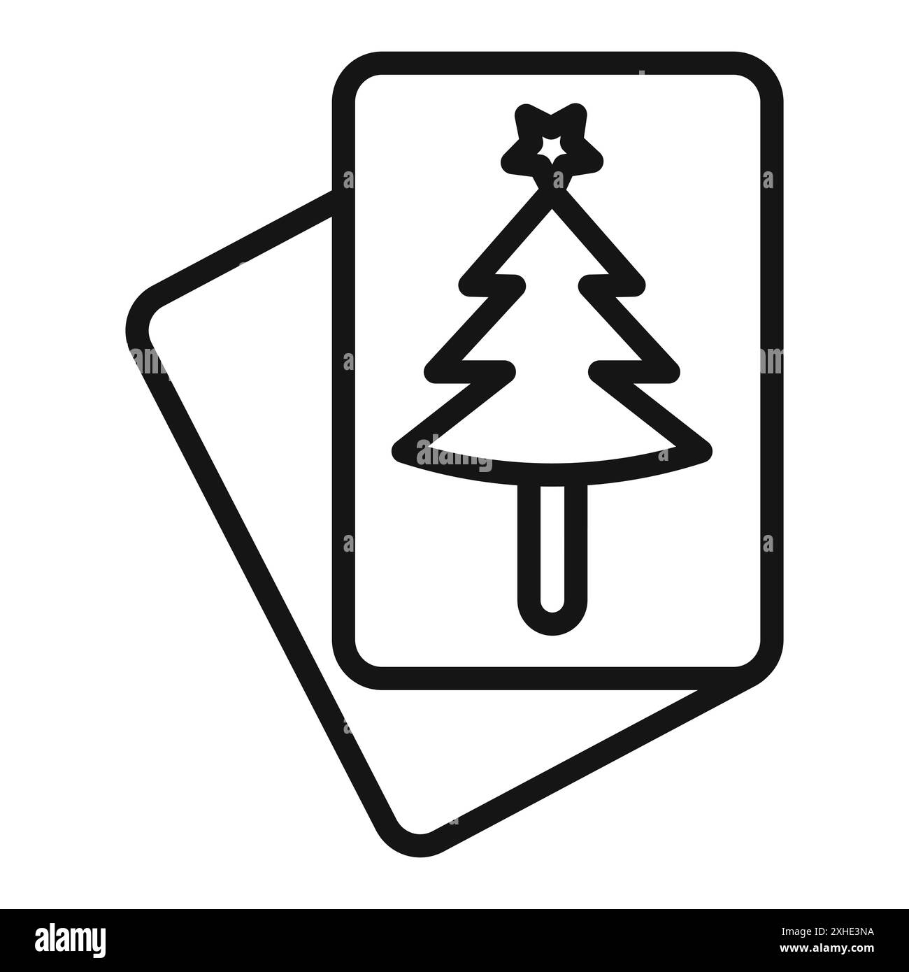 Weihnachtseinladungskarte Symbol Vektorsymbol oder Zeichensatzkollektion in schwarz-weiß-Umrisse Stock Vektor