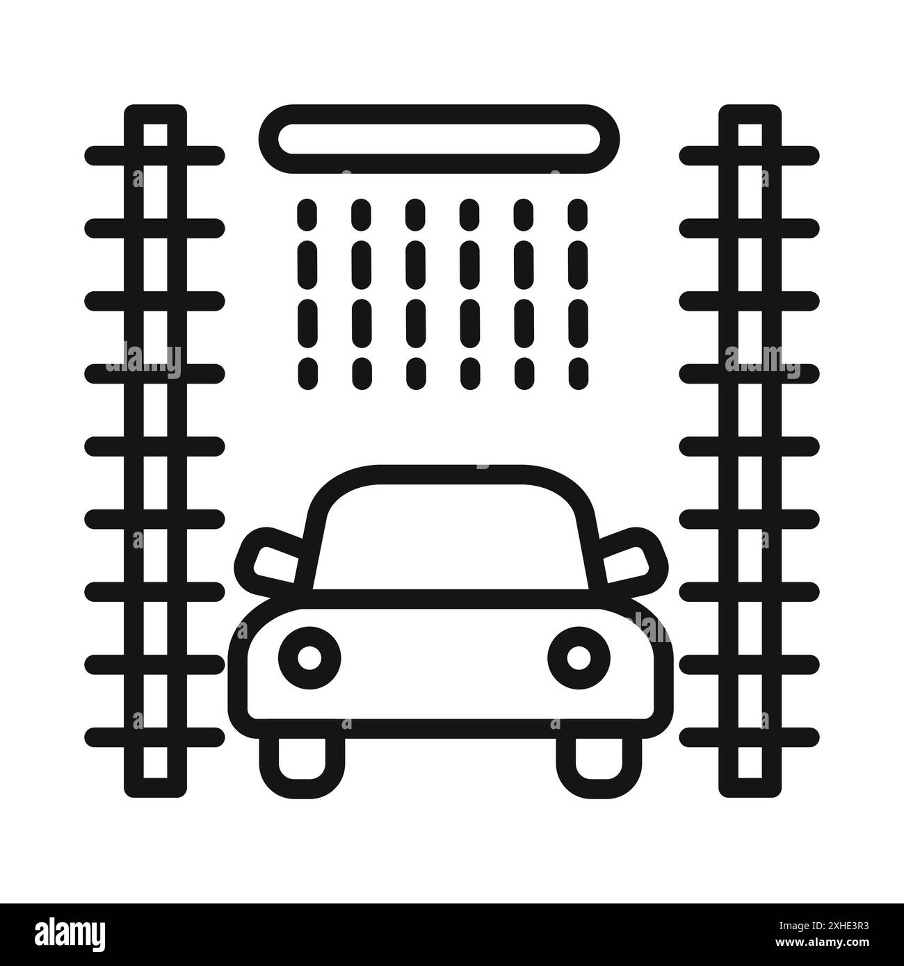Symbol für Autowaschanlage Vektorsymbol oder Schildersatz Kollektion in schwarz-weißer Umrandung Stock Vektor