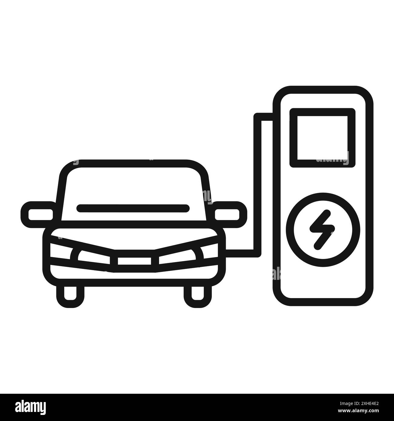 Symbol zum Aufladen von Elektrofahrzeugen Vektorsymbol oder Zeichensatz Sammlung in Schwarz-weiß-Umrandung Stock Vektor