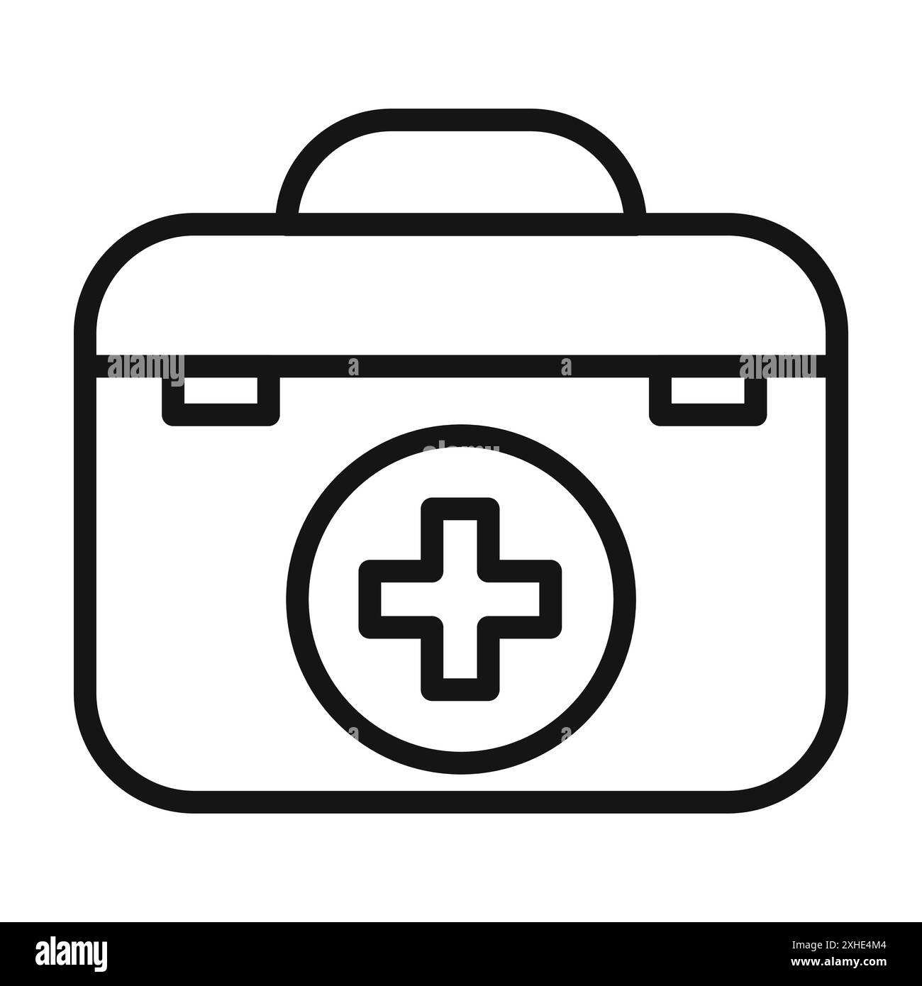 Erste-Hilfe-medizinisches Kit Icon Vektorsymbol oder Schildersatz Sammlung in schwarz-weißer Umrandung Stock Vektor