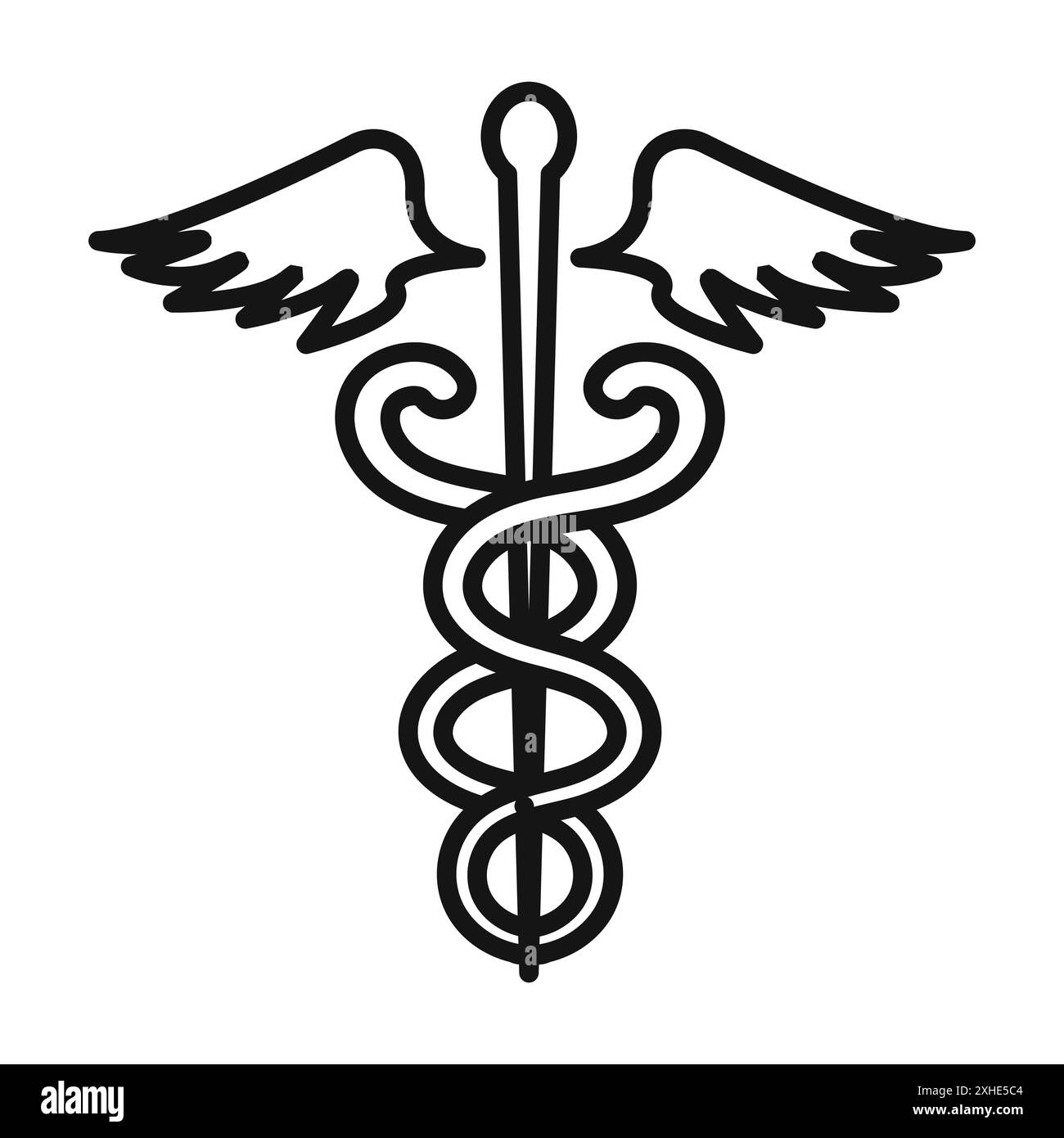 Medizinische Caduceus Icon Vektor Symbol oder Zeichen Set Sammlung in schwarz-weiß Umriss Stock Vektor