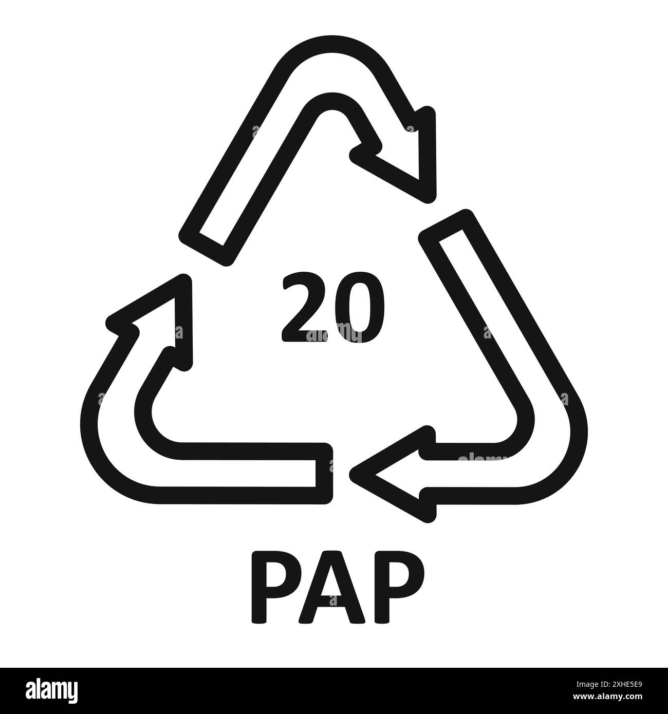Papier Recycling PEP 20 Symbol Vektorsymbol oder Schildersatz Sammlung in Schwarz-weiß-Umrandung Stock Vektor
