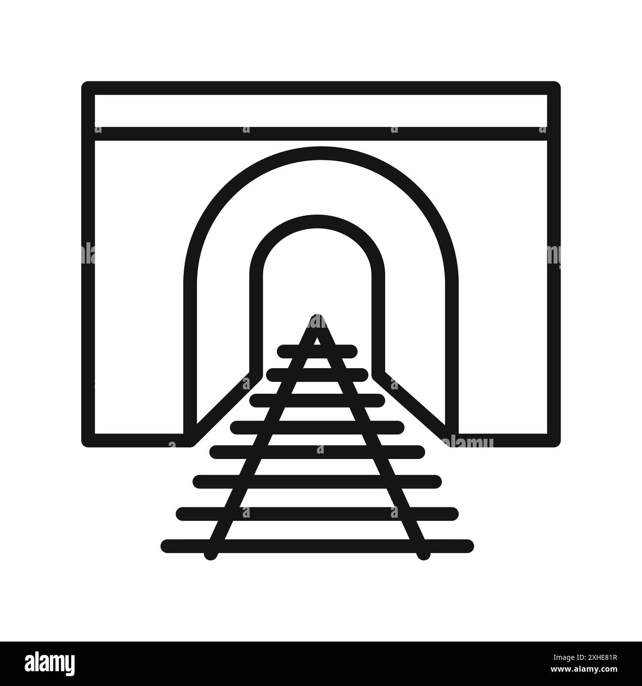 Symbol für die Tunnelbergbauindustrie Vektorsymbol oder Zeichensatz-Sammlung in Schwarz-weiß-Umrissen Stock Vektor