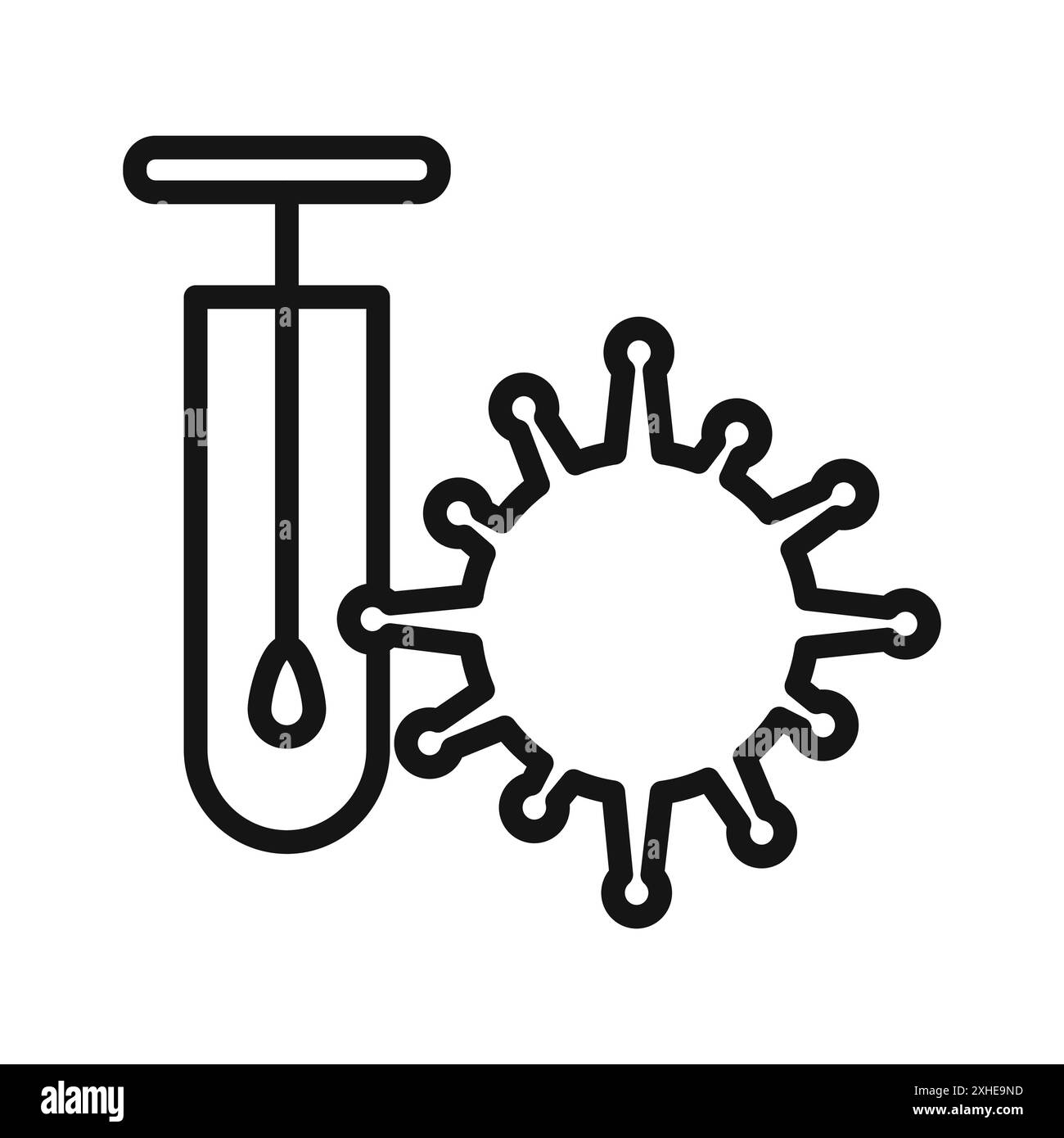 PCR-Testsymbol Vektorsymbol oder Zeichensatz-Sammlung in Schwarzweiß-Umrandung Stock Vektor