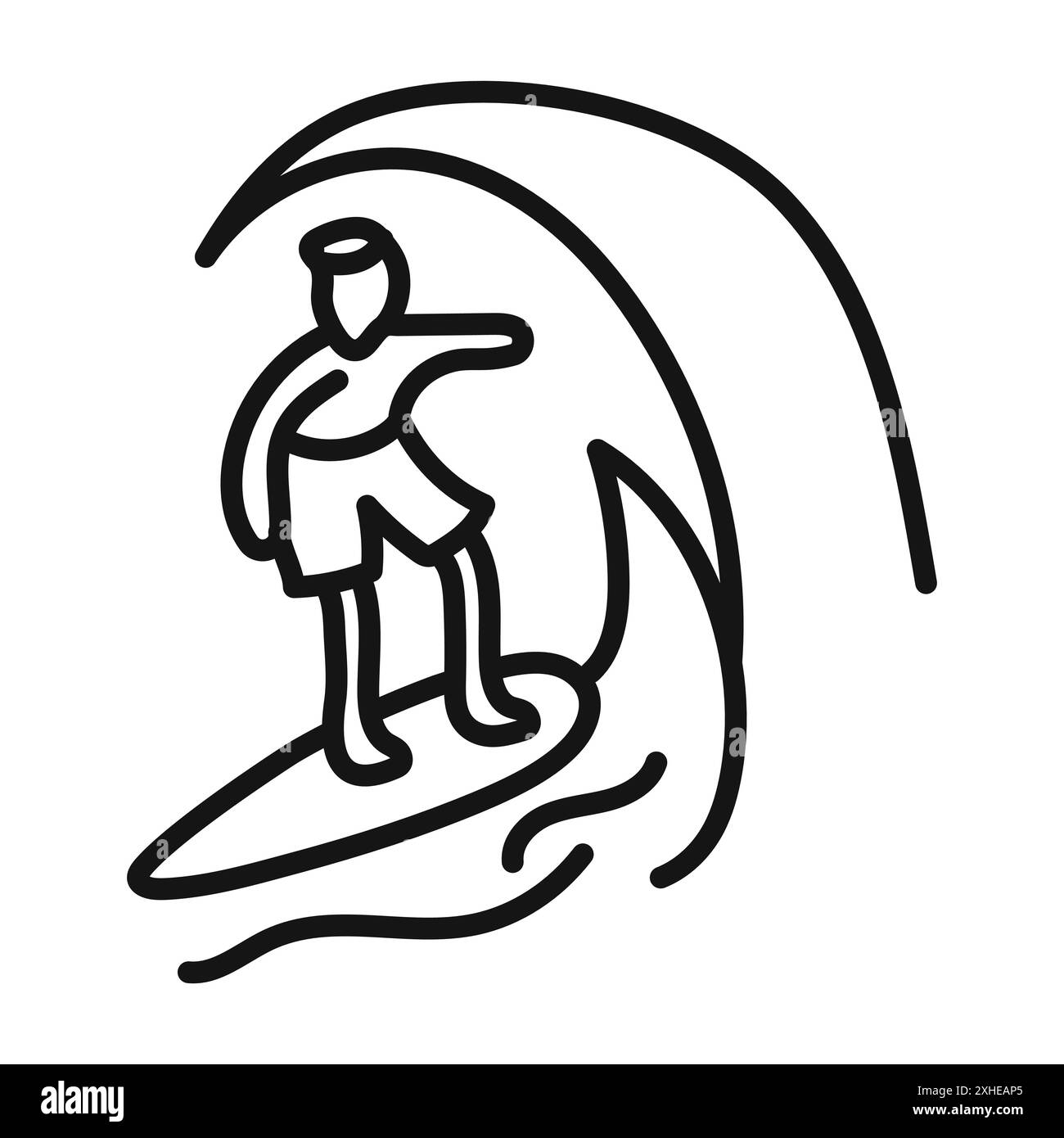 Surf-Symbol Vektorsymbol oder Zeichensatz-Sammlung in Schwarzweiß-Umrandung Stock Vektor