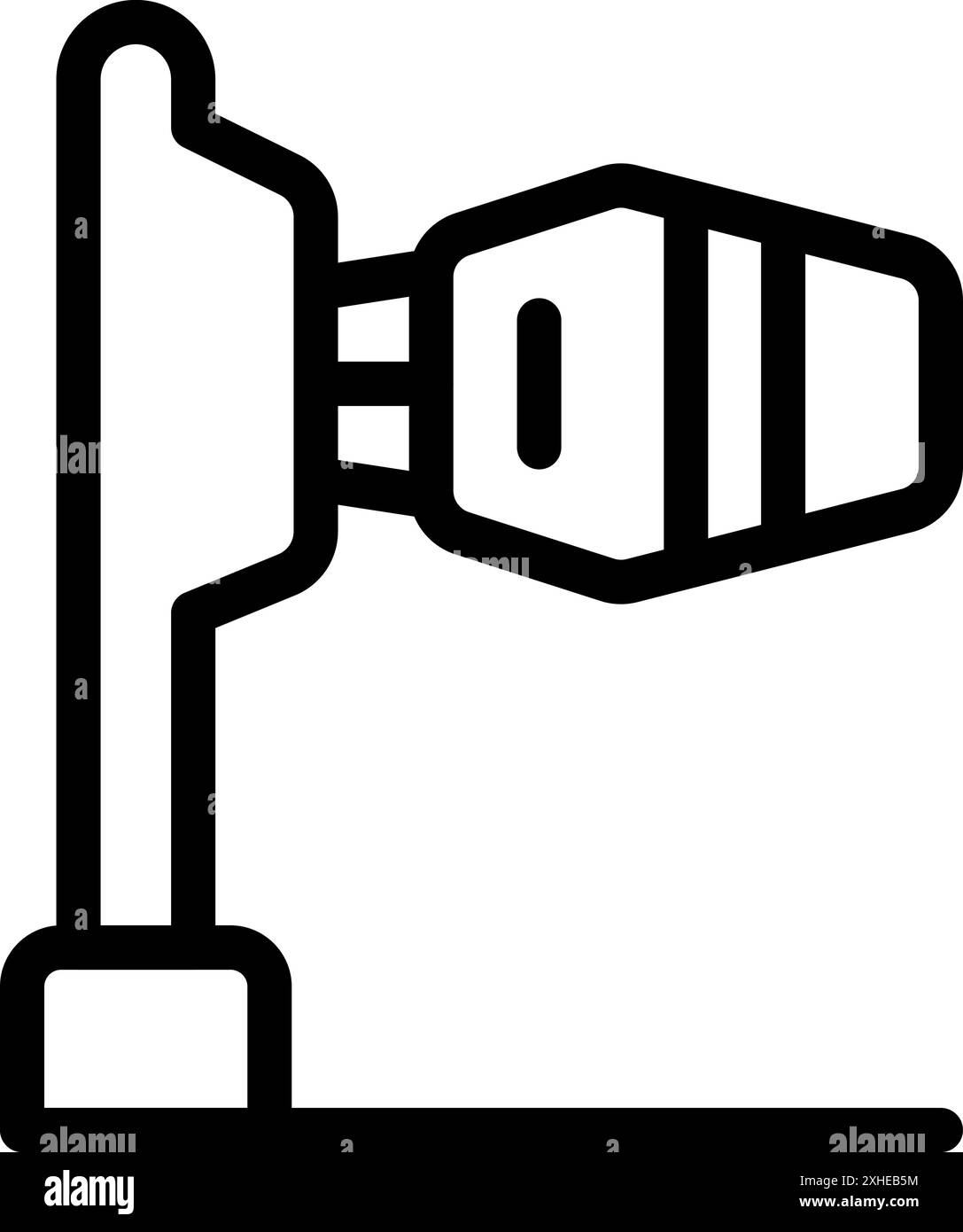 Fettgedrucktes Liniensymbol, das einen Jetway darstellt, der von einem Flughafenterminal-Gate aus verläuft Stock Vektor